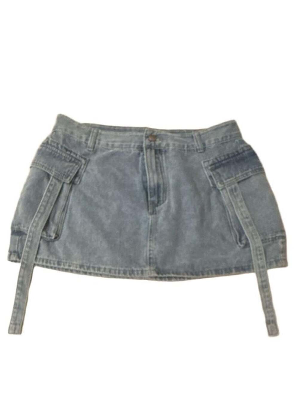 Light Wash Y2K Cargo Denim Skirt Size XL